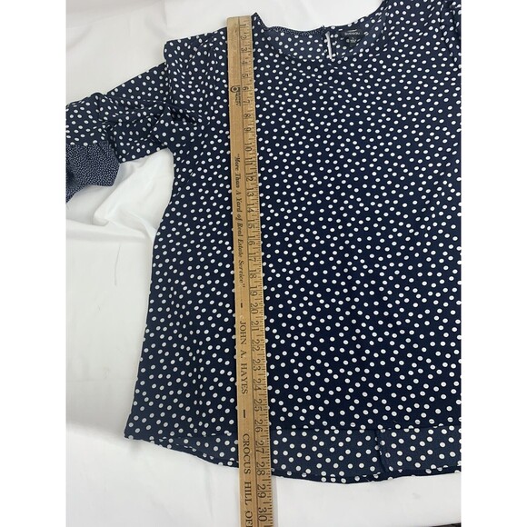 Bobeau Womens Polka Dot Bell Sleeve Blouse Flowy Boho Retro Large Black & White - Picture 5 of 8